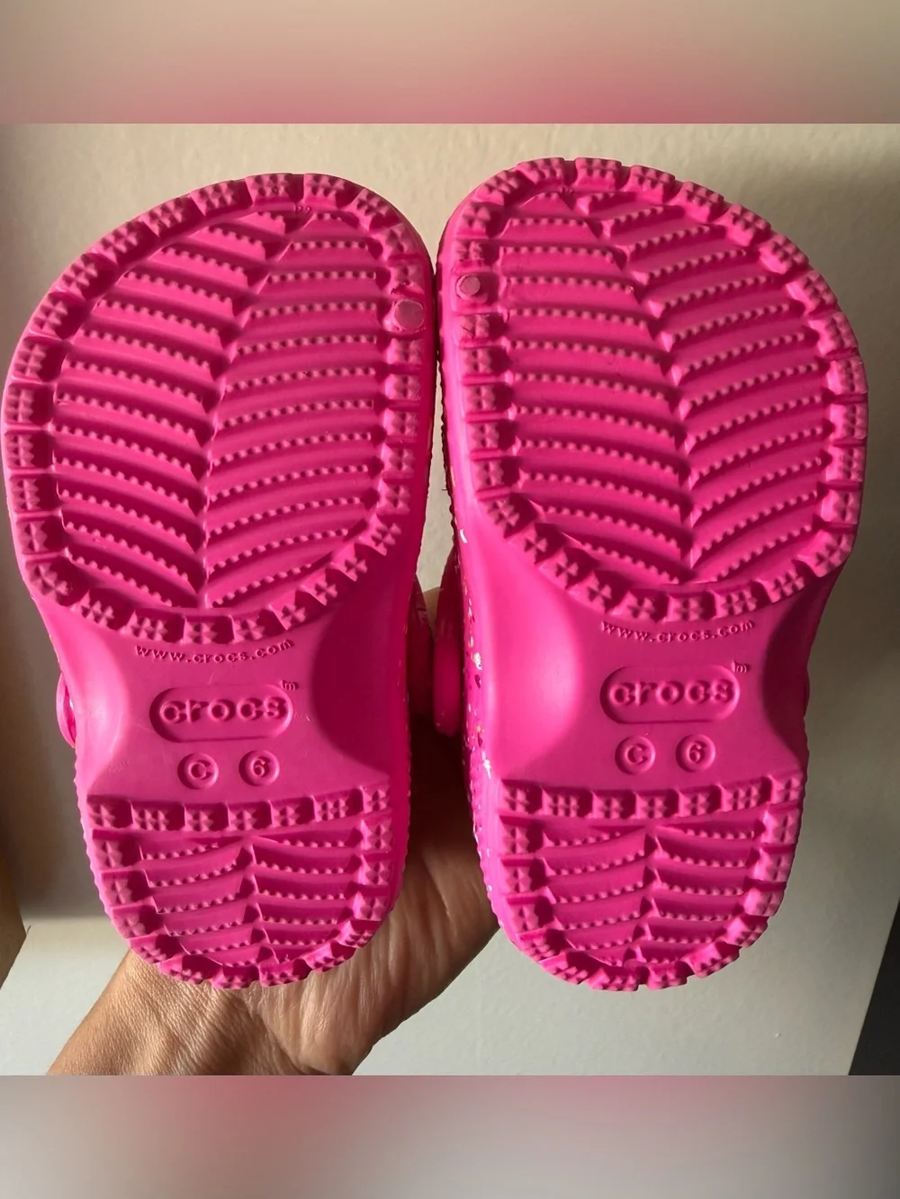 Kids Pink Speckled CROCS - Size 6